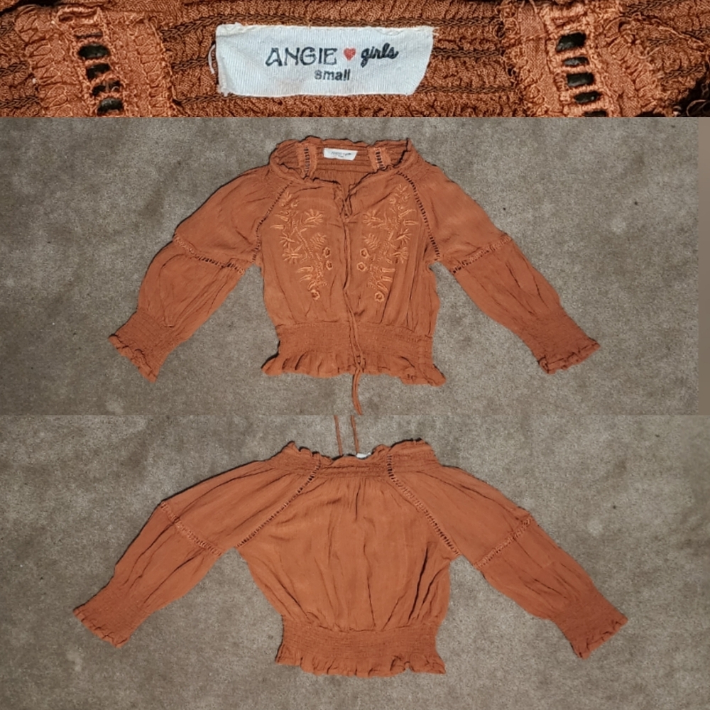 Angie Girls Cute Long Sleeve Stretchy Fitted Top Sz Sm (6/7)